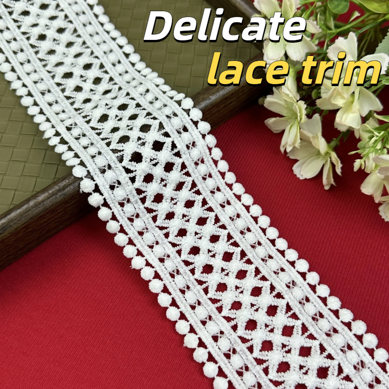Sewing Garments - Geometric Hollow Dot Embroidered Lace Trim,