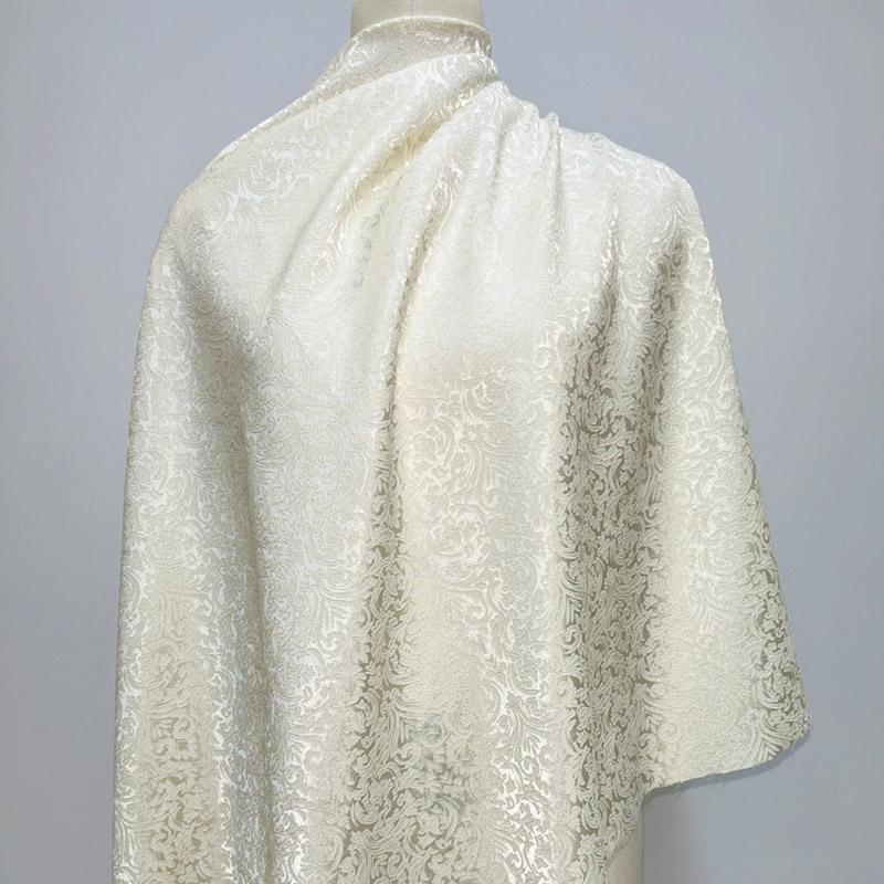Textile For Sewing - Pre-cut Beige Damask Jacquard Brocade, Subtle