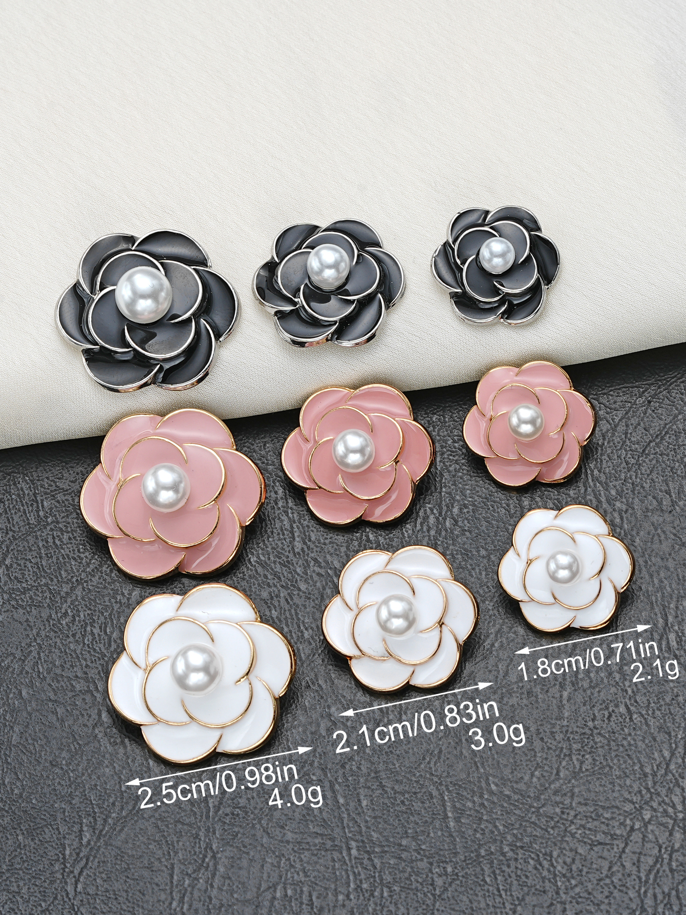 Button Hole Cutter - 6pcs/pack Camellia Flower Enamel Pearl Metal