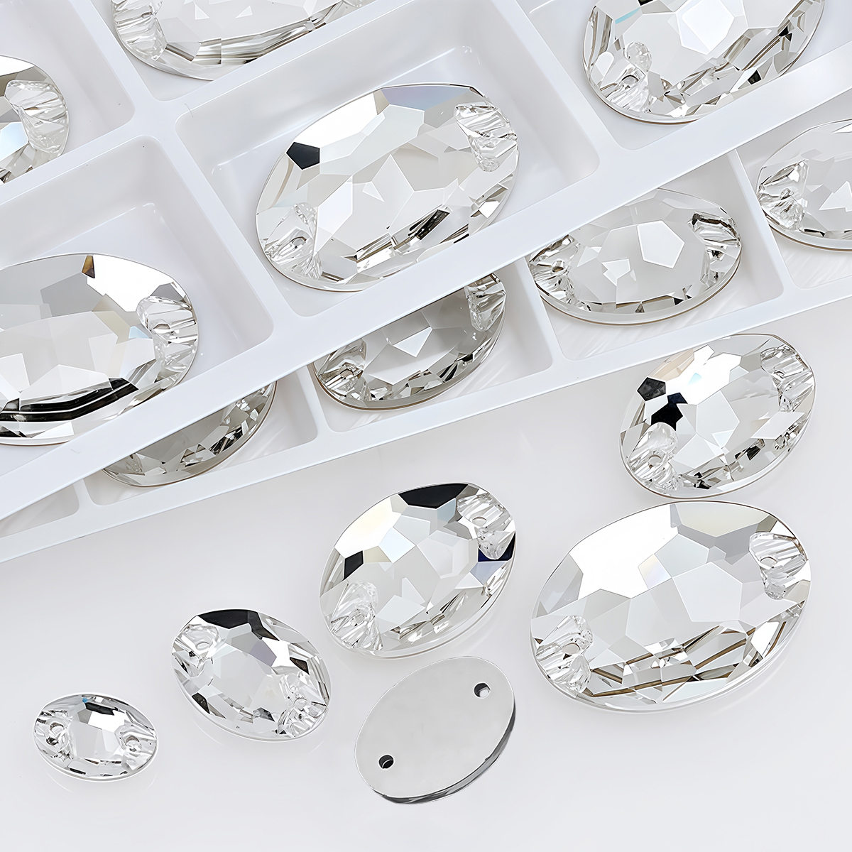 Oval Ellipse Crystal Clear Gla - Sewing Garments 评论和价格