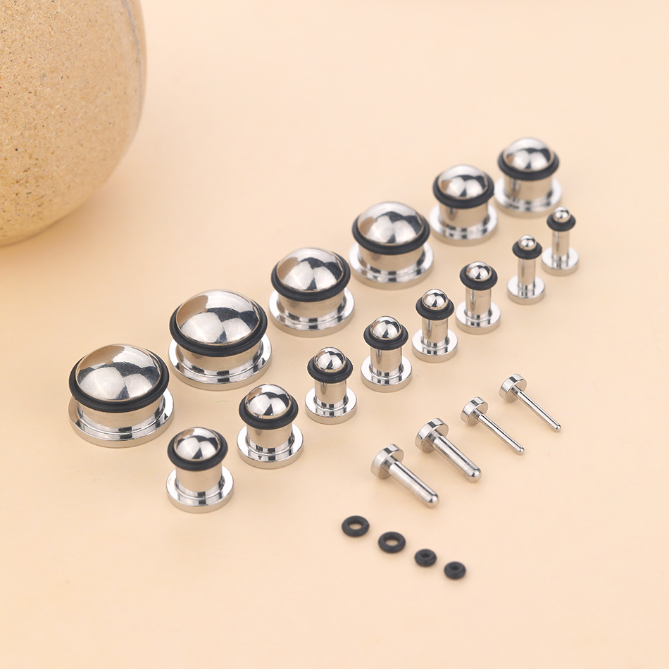 1Pair Stainless Steel Ear Tunn - Seam Gauge Metal 评论和价格