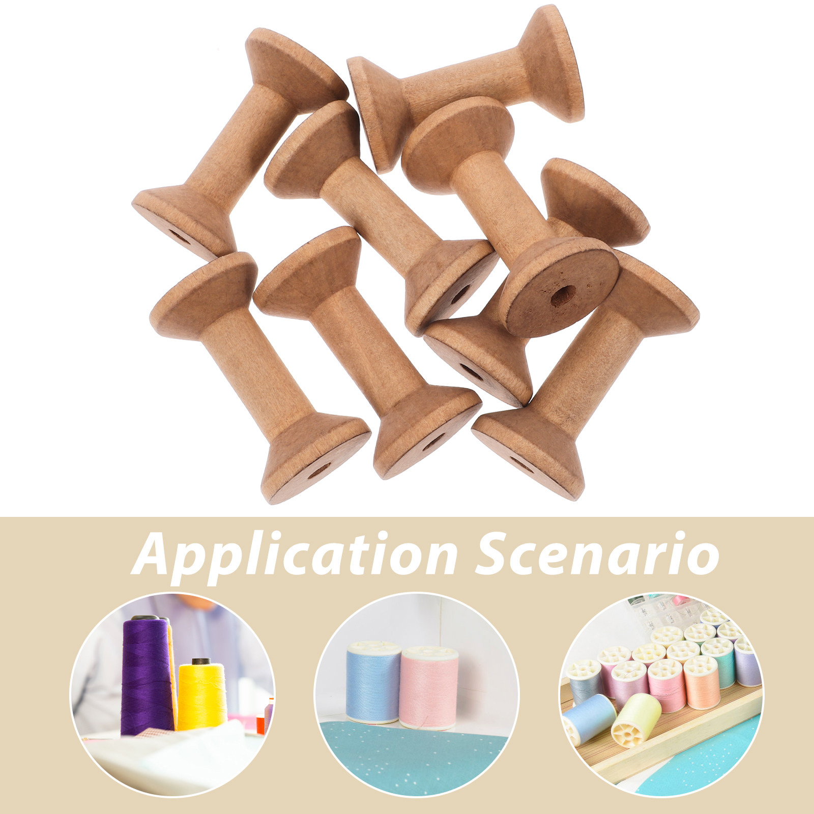 8Pcs Barrel Shaped Wooden Spoo - Thread Bobbins Empty 评论和价格