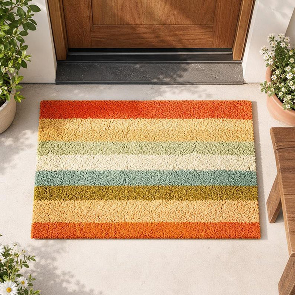 Retro Colorful Stripe Doormat  - Century Textile & Sewing Supply By Owner 评论和价格