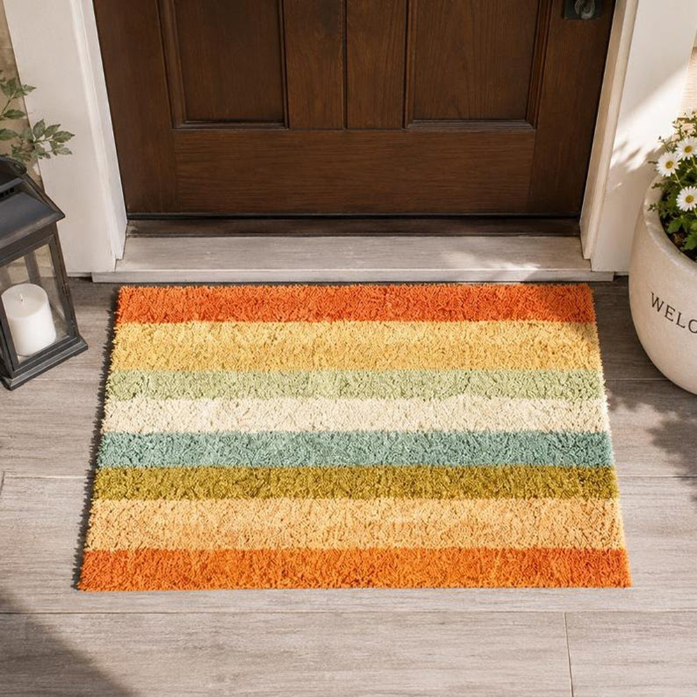 Retro Colorful Stripe Doormat  - Century Textile & Sewing Supply By Owner 评论和价格