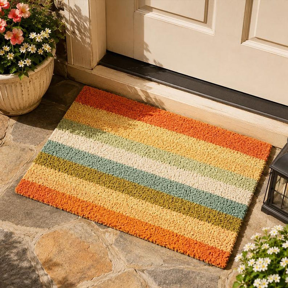 Retro Colorful Stripe Doormat  - Century Textile & Sewing Supply By Owner 评论和价格