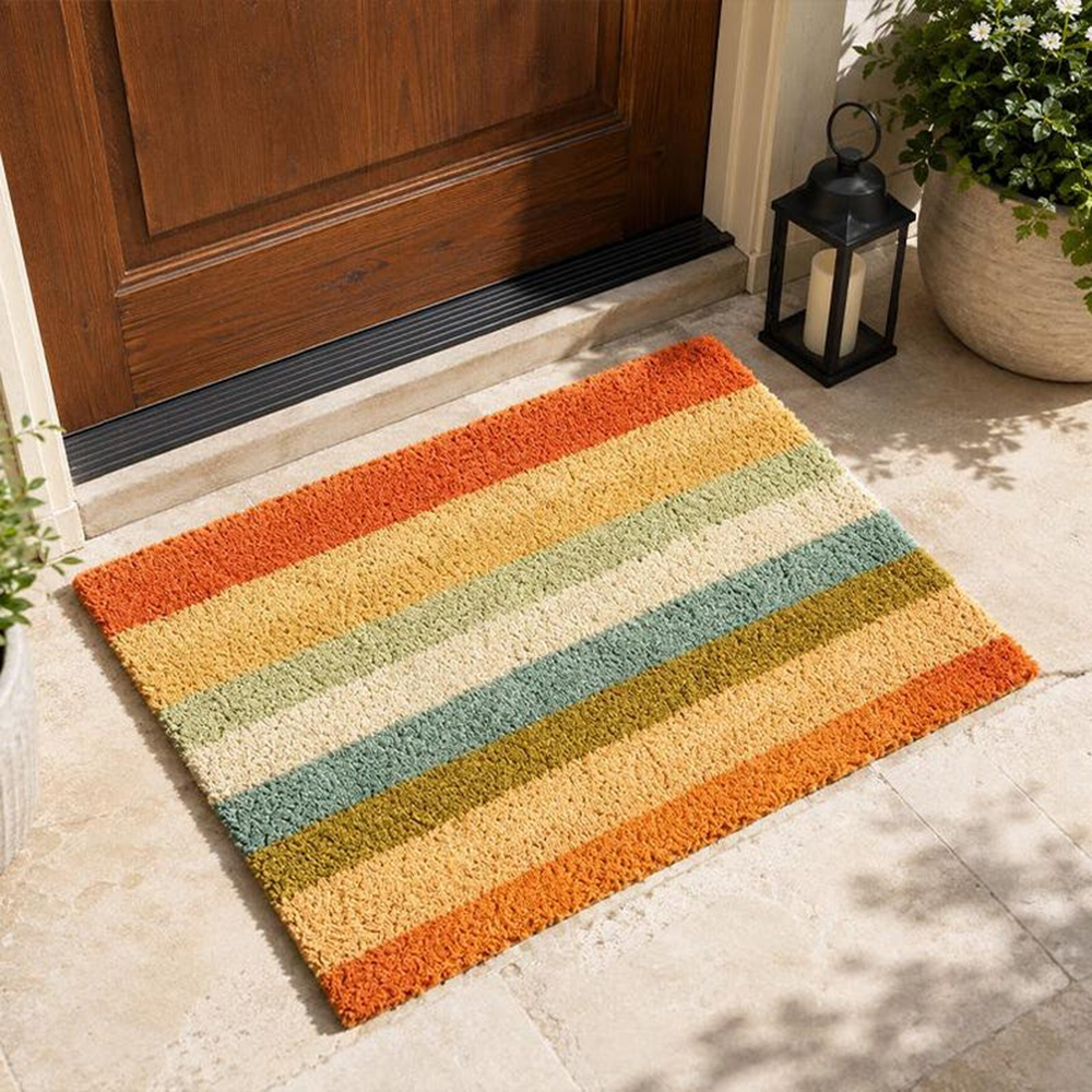 Retro Colorful Stripe Doormat  - Century Textile & Sewing Supply By Owner 评论和价格