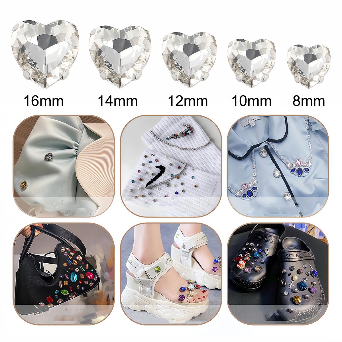 Heart Shape Glass Rhinestones  - Sewing Garments 评论和价格