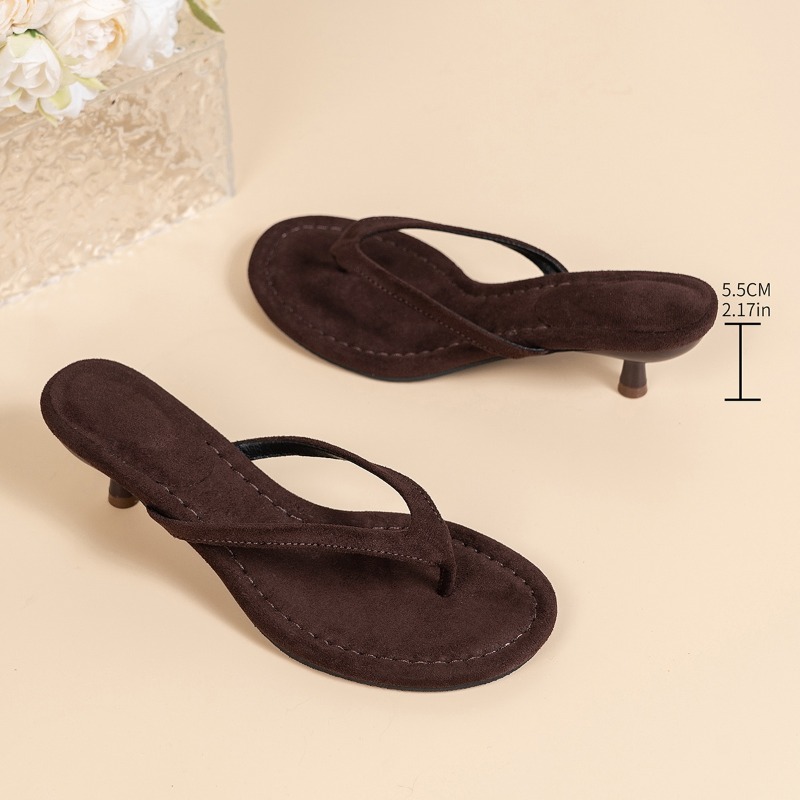 Women Brown Heeled Sandals wit - Sewing Nylon 评论和价格