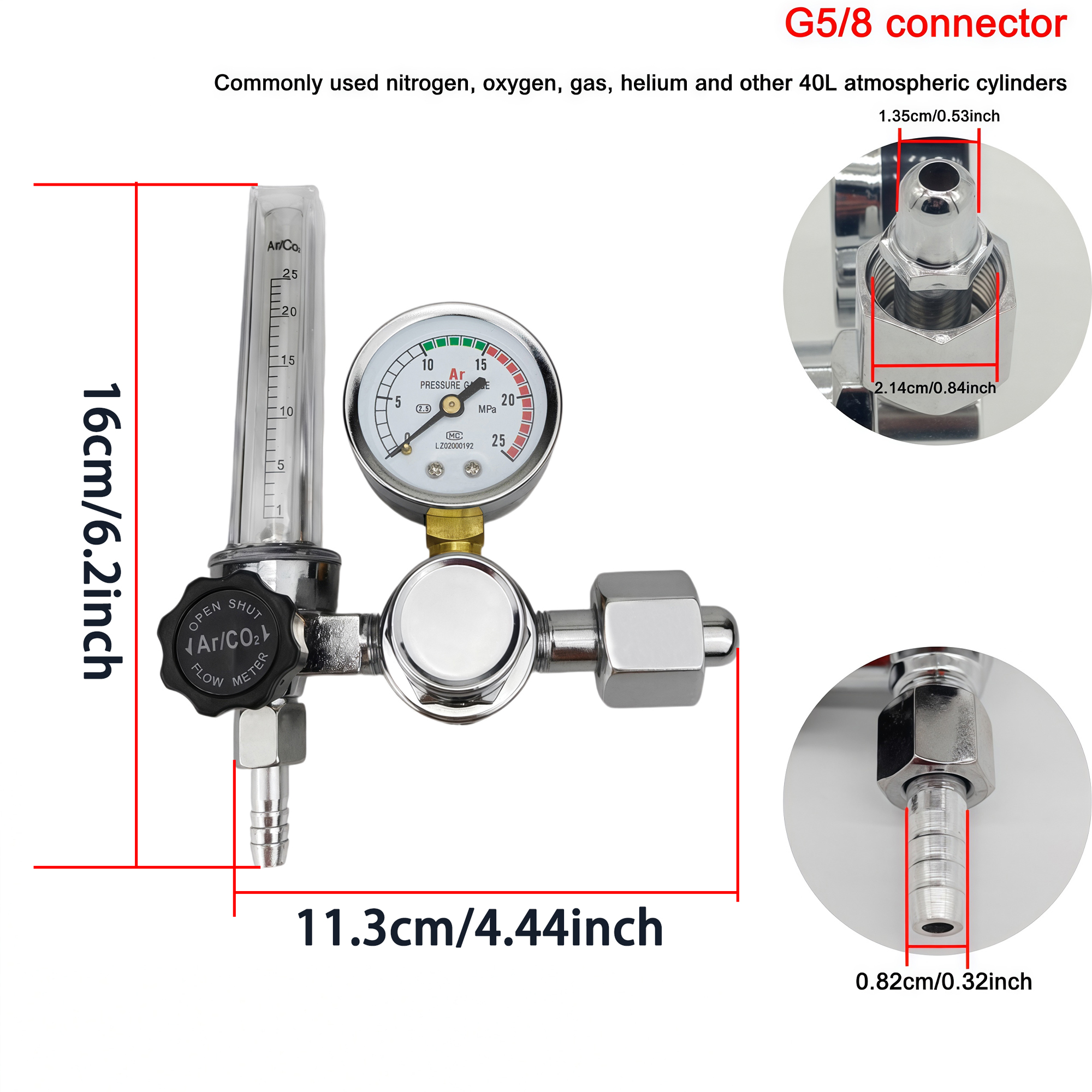 NEW Argon Regulator 0-25Mpa Ar - Seam Gauge Metal 评论和价格