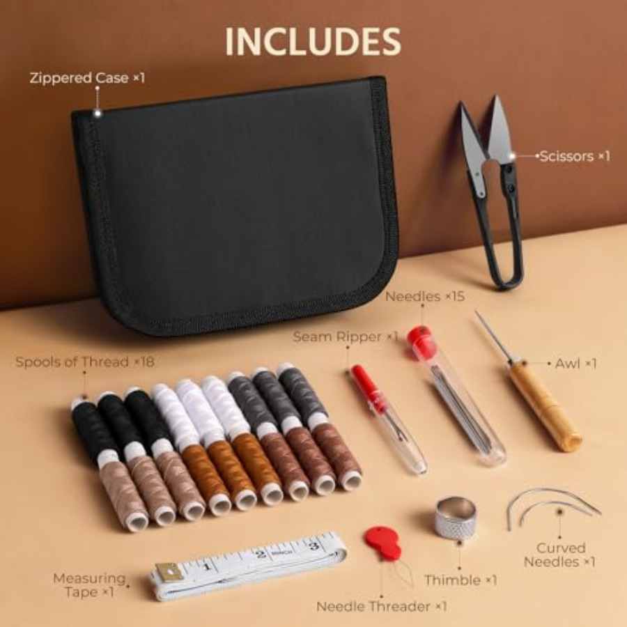 Leather Sewing Kit: 43pcs Need - Leather Needle Heavy 评论和价格
