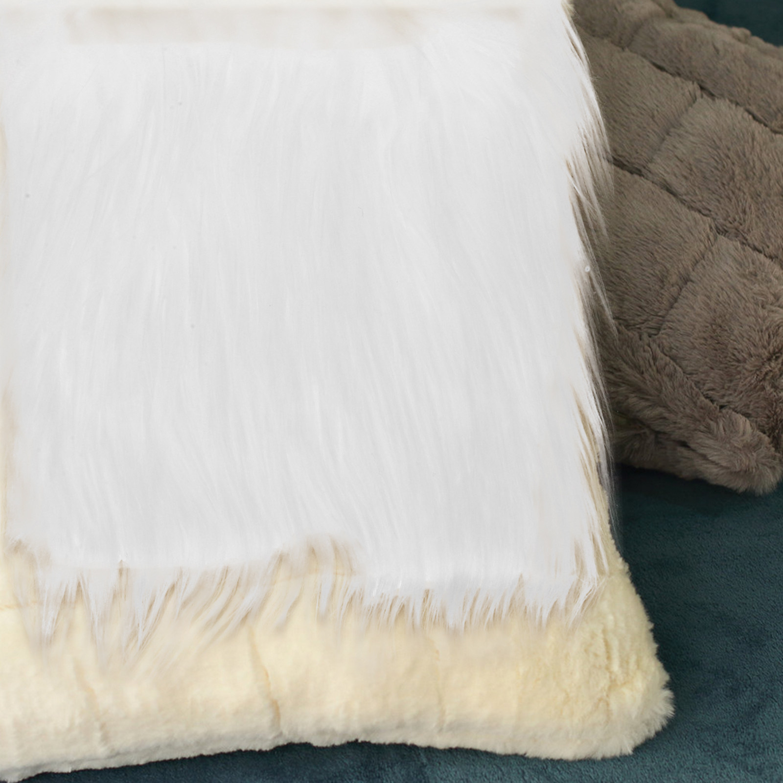 2Pcs Square Long Hair Faux Fab - Textile For Sewing 评论和价格